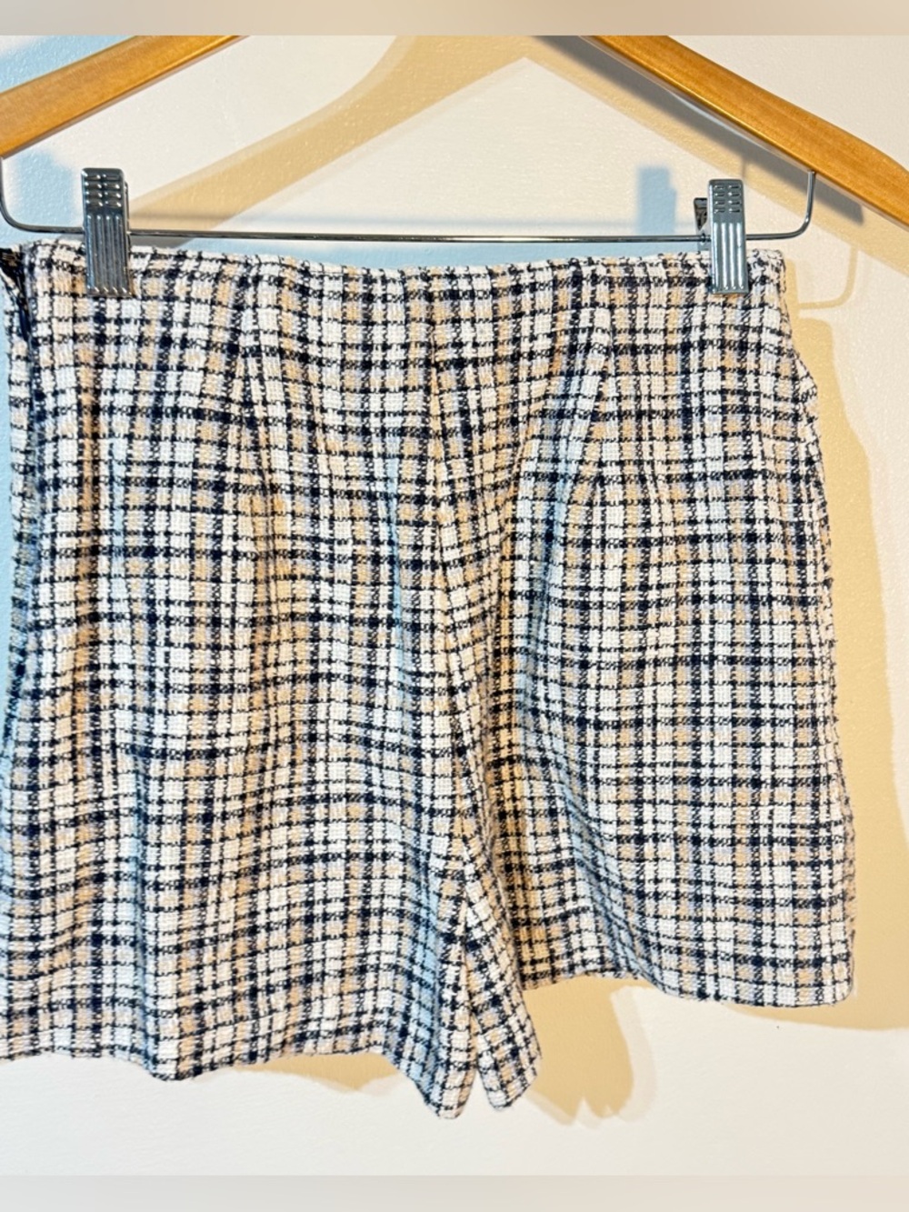 Abercrombie & Fitch Blue and Cream Tweed mini skort skirt size XS - Picture 7 of 7